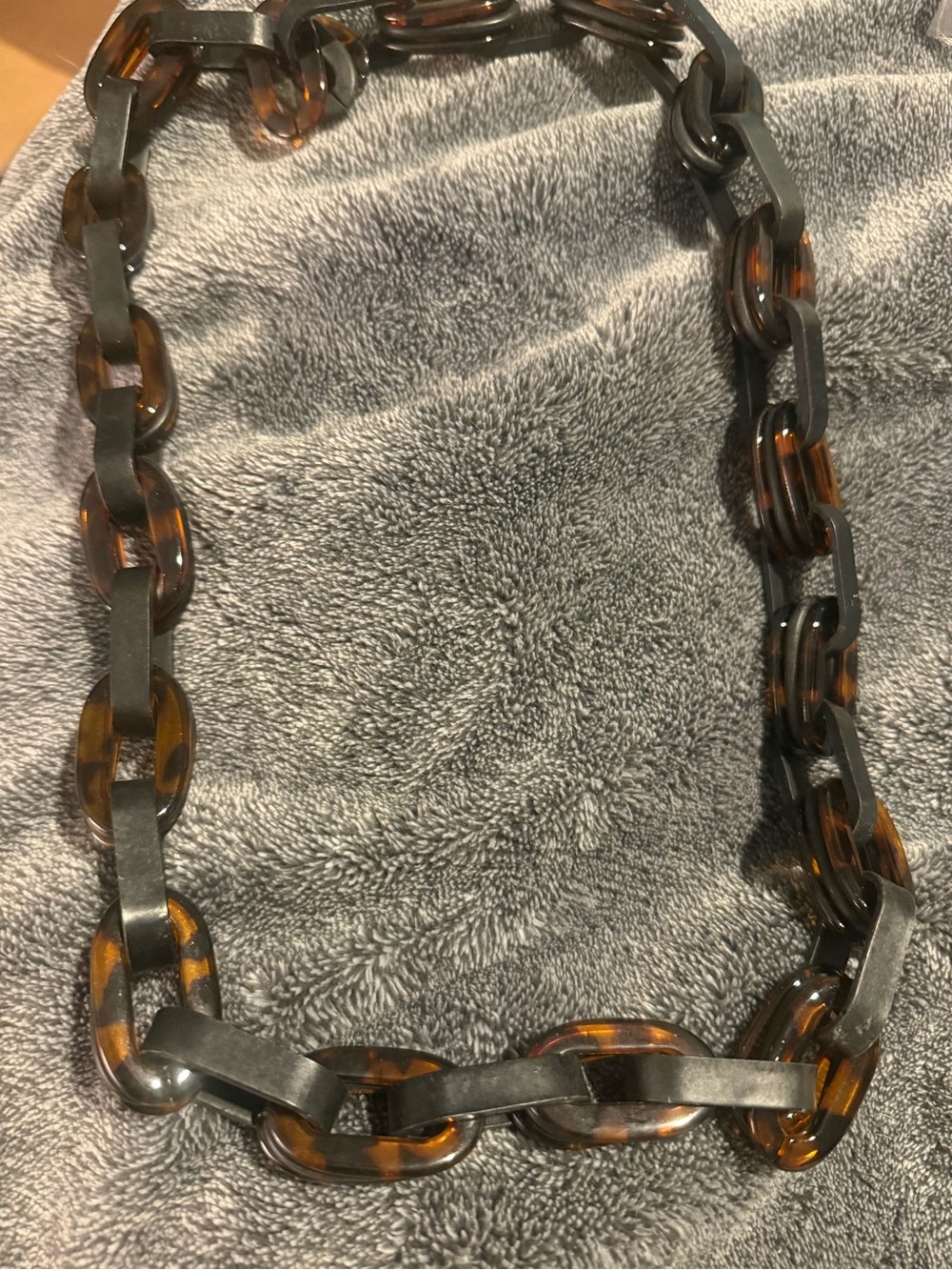 Tortoiseshell and Matte Black Link Necklace - Women Accessories